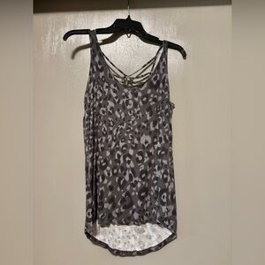 Maurices Gray & Black Leopard Print Tank Top | Strappy Back